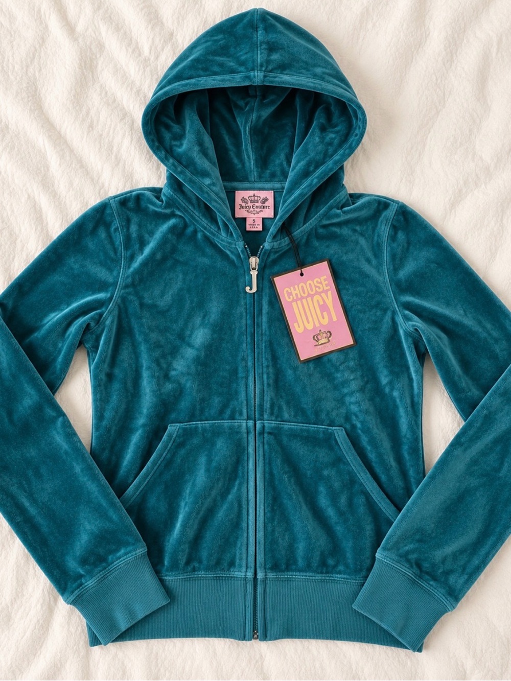 Juicy Couture Y2K Teal Velour Zip Hoodie NWT
Women's Small McBling